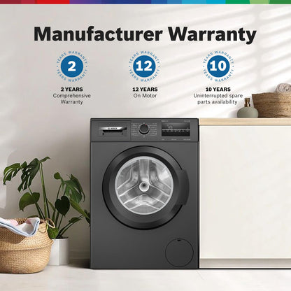 Bosch 8 kg 5 Star Fully-Automatic Front Loading Washing Machine (WAJ2826CIN, Black Grey, AI active water plus, In-Built Heater)