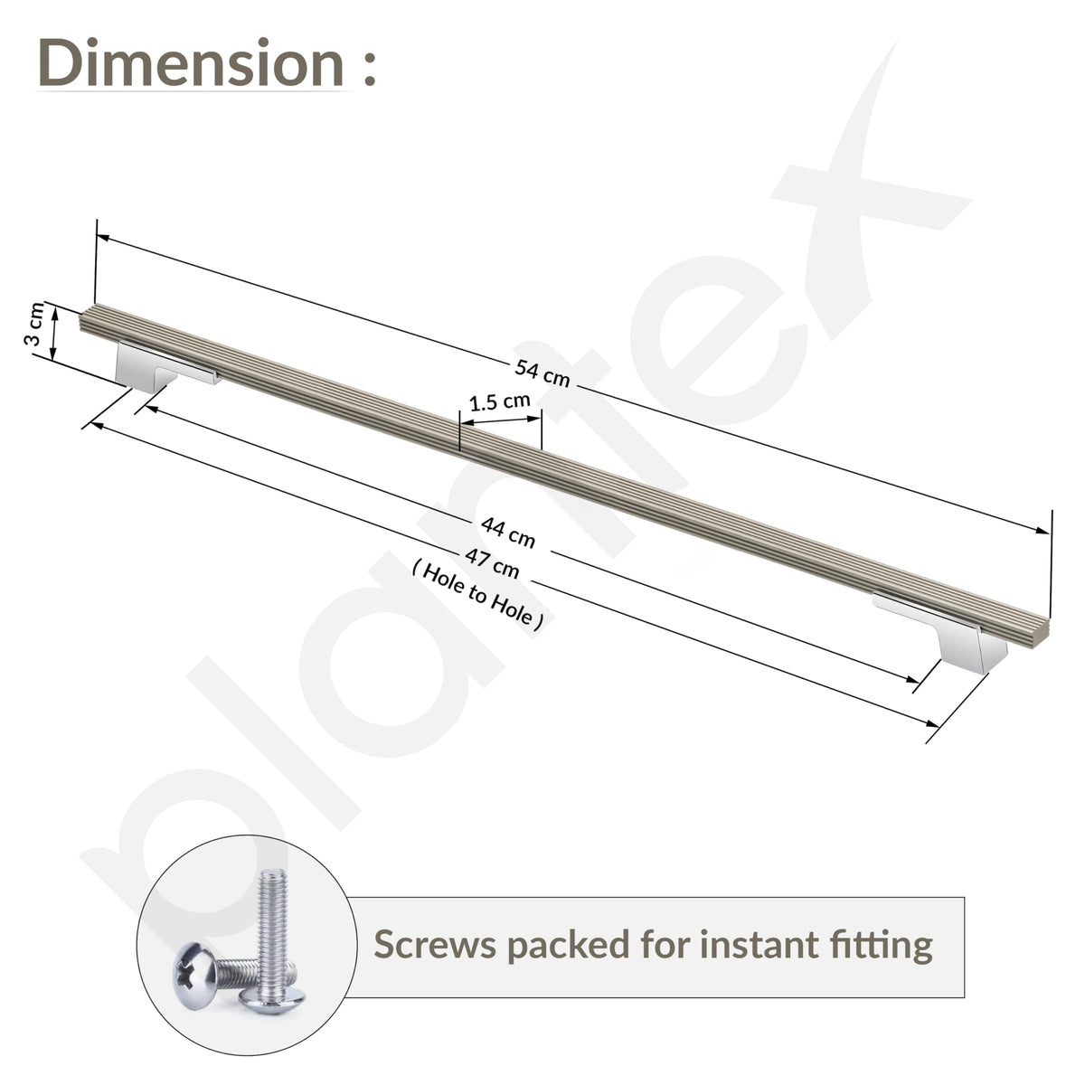 Plantex Cabinet Handle/Kitchen Cabinet Door Handle/Wardrobe/450 mm Cupboard Handle/Door Pull-Push Handle for Home/Office - Pack of 2 (Satin White & Chrome)-3