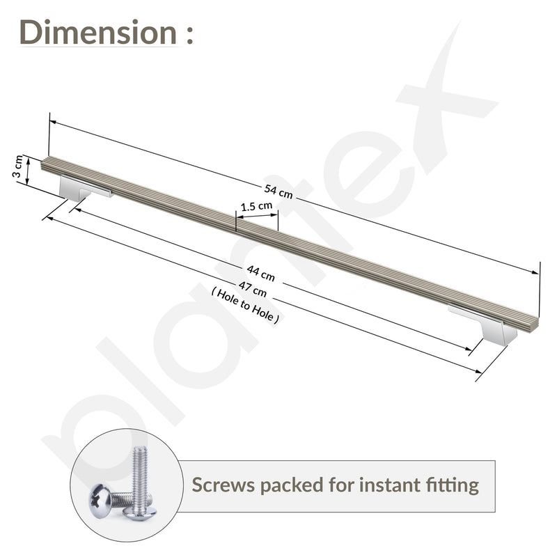 Plantex Cabinet Handle/Kitchen Cabinet Door Handle/Wardrobe/450 mm Cupboard Handle/Door Pull-Push Handle for Home/Office - Pack of 2 (Satin White & Chrome)-3