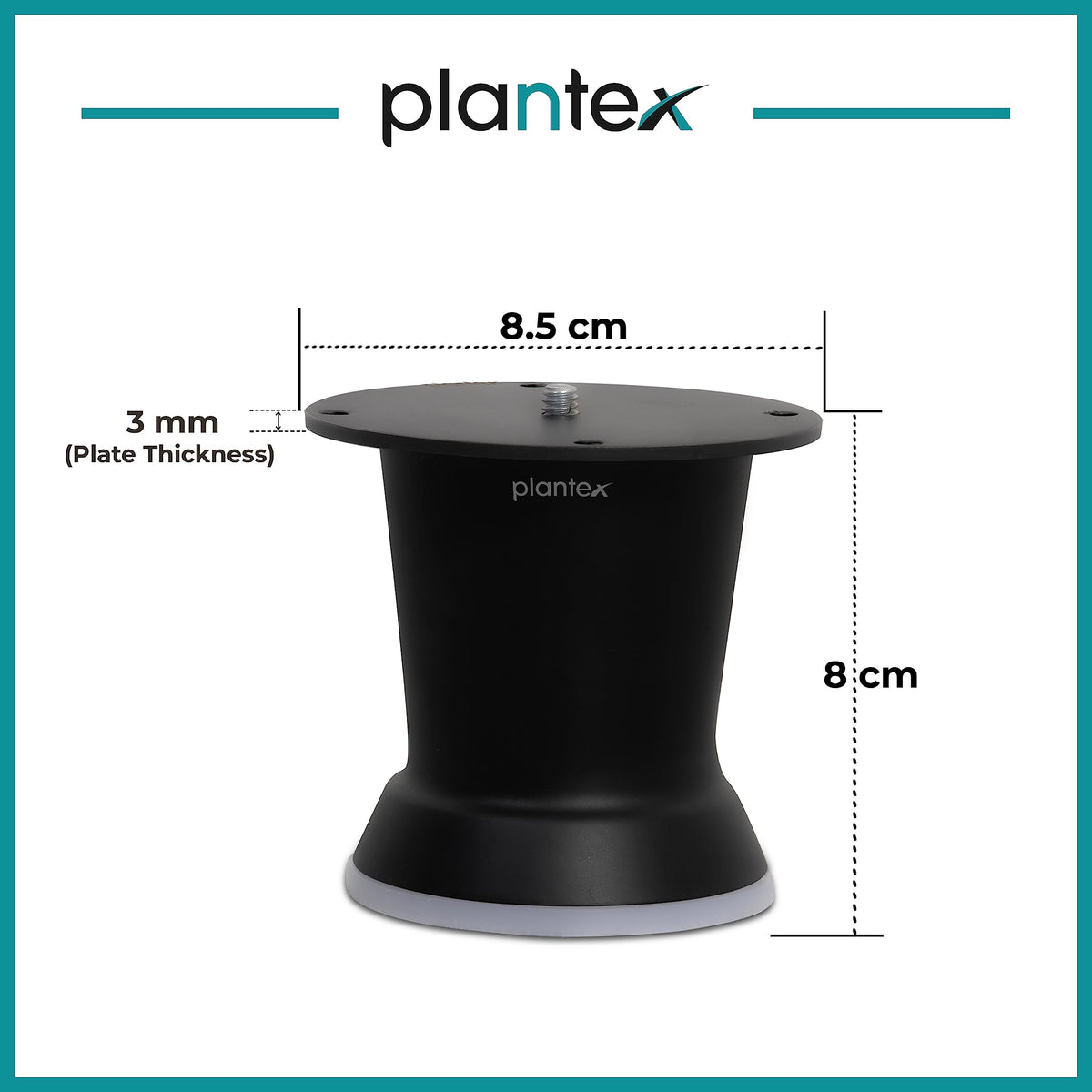 Plantex 3 Inch Sofa Legs for Bed Furniture/Sofa Legs for Table/Sofa Support Legs with Rubber Grip (Black, 2 Pcs)-3