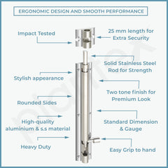 Plantex Stainless Steel 8 inch Tower Bolt/Tower Bolt for Home,Offices Doors & Windows/Tower Bolt for Main Door/Door Latch/Chitakini/Door Latch for Windows - Pack of 1 (Silver & Chrome)-4