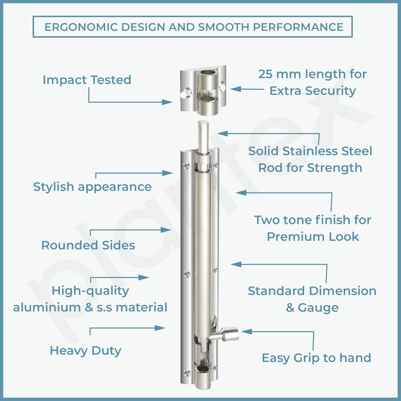 Plantex Stainless Steel 8 inch Tower Bolt/Tower Bolt for Home,Offices Doors & Windows/Tower Bolt for Main Door/Door Latch/Chitakini/Door Latch for Windows - Pack of 1 (Silver & Chrome)-4
