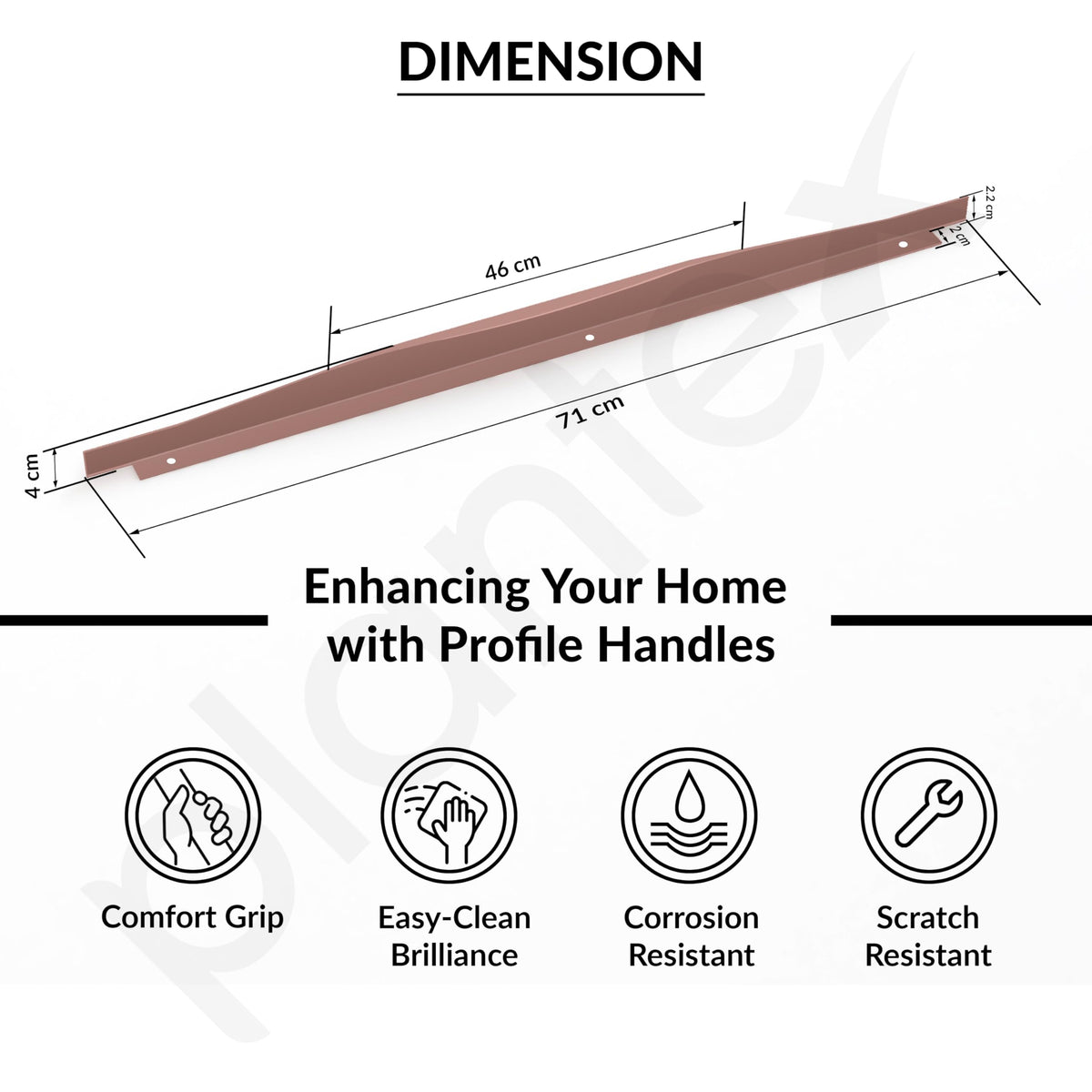 Plantex Profile Handle for Kitchen Cabinet/28 Inch Aluminium Drawer Profile Handle/Wardrobe Pull Handle for Home/Office/Hotel - Pack of 3 (Rose Gold) (Model APS-PF-1001)-3