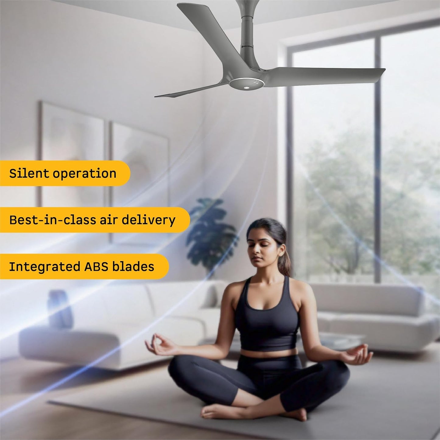 atomberg Aris Gladius Smart 1200mm BLDC Ceiling Fan with IoT & Remote | BEE 5-Star | Advance Air+ Technology | Silent Operation | Energy Efficient | Free Installation | 5 Year Warranty (Sand Grey)