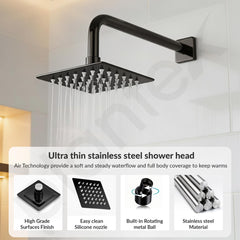 Plantex Stainless Steel Overhead Shower 4 x 4 inch with Water-Saving Technology/High pressure Rain Shower Head without Arm/Bathroom Shower -(Ultra Slim-PVD Black)-3