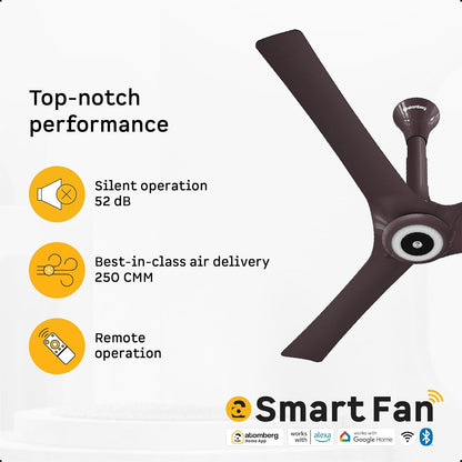 atomberg Aris Starlight BLDC Ceiling Fan 1200mm Best-in-class Air Delivery Smart IoT Remote Silent Operation LED Underlight | BEE 5star | 3 Year Warranty (Umber Brown)