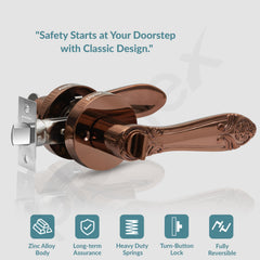 Plantex Heavy-Duty Door Lock - Bathroom Door Lock/Mortise Keyless Handle Set for Home/Bathroom/Balcony/Store Room - (DTM-628, Rose Gold)-3