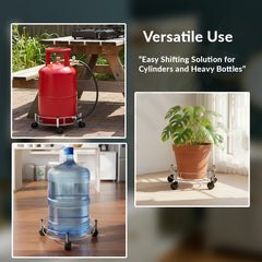 Plantex Gas Cylinder Trolley with Wheels/Stainless Steel LPG Cylinder Stand/Heavy Duty Rolling Gas Stand with Easy Movement Kitchen Lpg Trolley (Chrome, Pack of 1)-6