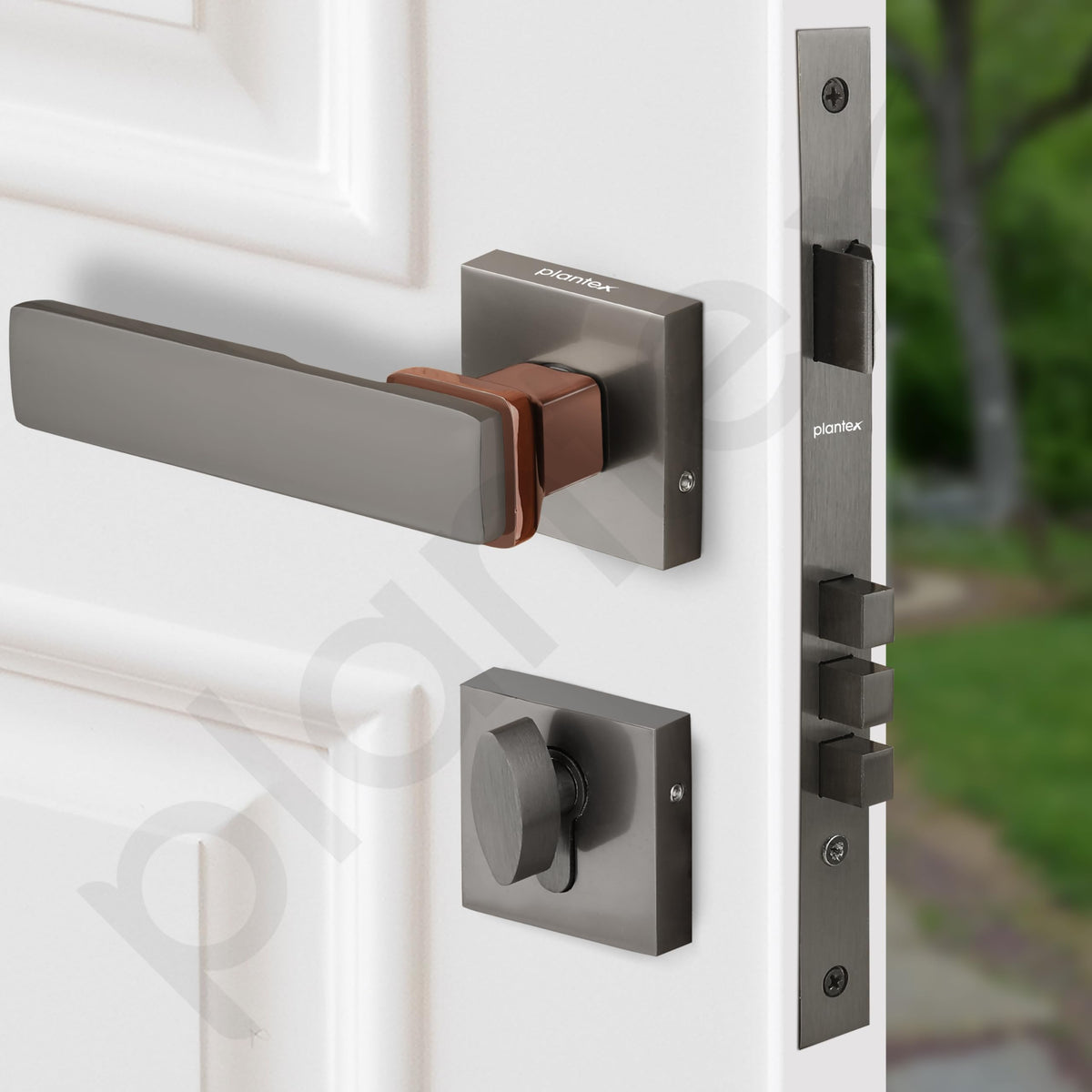 Plantex Triple Security Door Lock for Home/Main Door Lock Set with 3 Years of Warranty/Mortise Lock for Door with Brass Lock Body & Cylinder (7116 - PVD Choco & Satin Black)-4