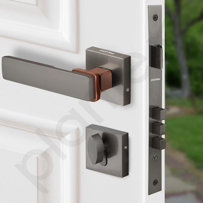 Plantex Triple Security Door Lock for Home/Main Door Lock Set with 3 Years of Warranty/Mortise Lock for Door with Brass Lock Body & Cylinder (7116 - PVD Choco & Satin Black)-4