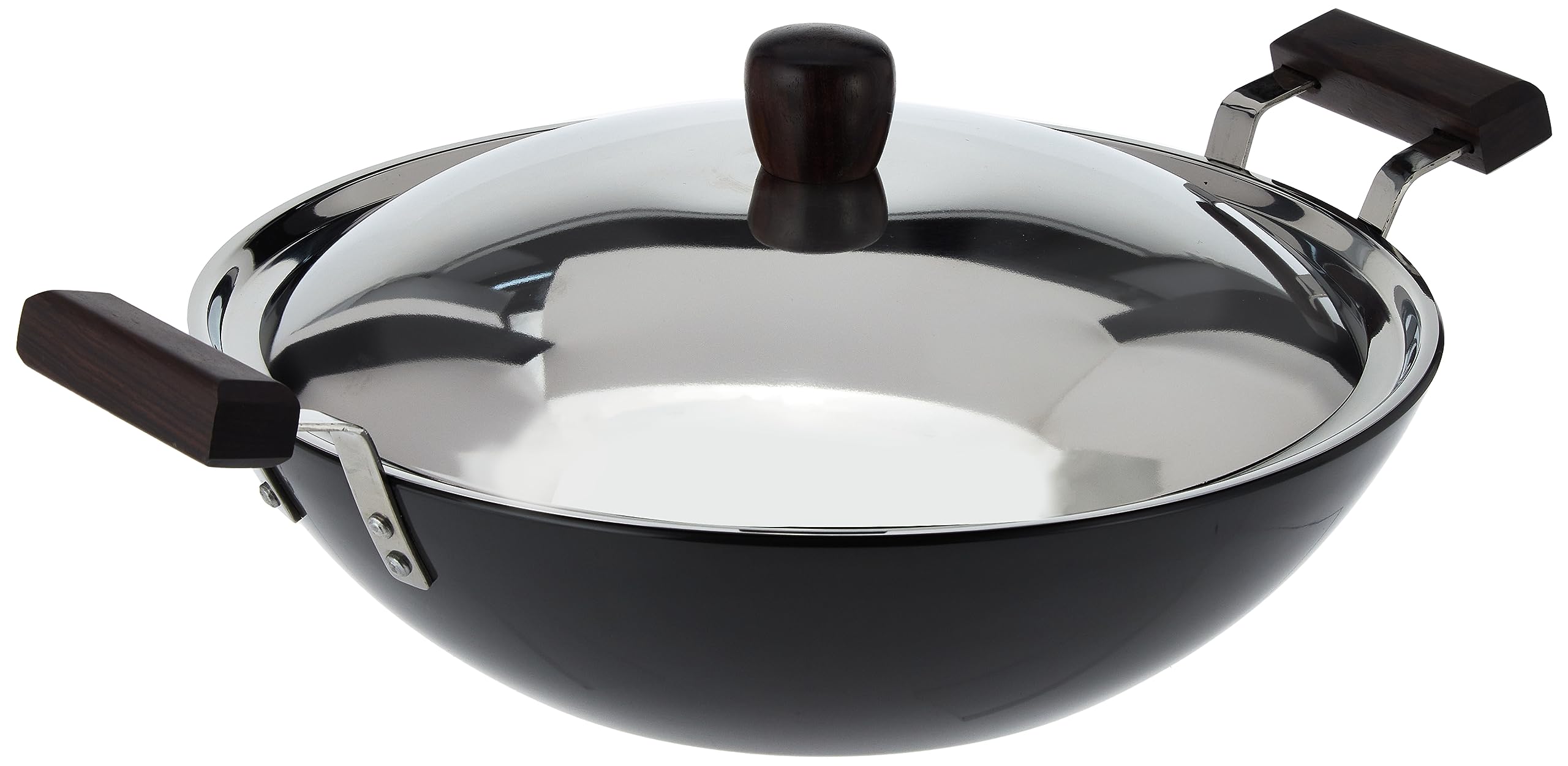Hawkins Futura 2 Litre Deep Fry Pan, Hard Anodised Kadai with Glass Lid, Flat Bottom Kadhai, Black (AD20G)