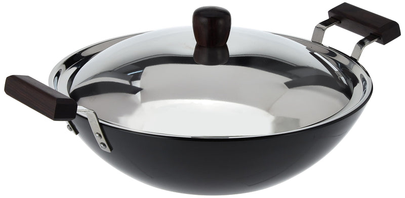 Hawkins Futura 2 Litre Deep Fry Pan, Hard Anodised Kadai with Glass Lid, Flat Bottom Kadhai, Black (AD20G)
