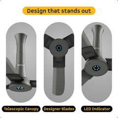 atomberg Studio+ 950mm BLDC Ceiling Fan with Remote Control | BEE 5-star Energy Efficient | New Blade Design | High Air Delivery | LED Speed Indicator | Low noise | 3 Year Warranty (Sand Grey)