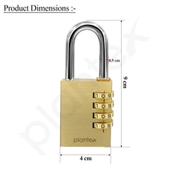 Plantex 4-Digit Code Combination Brass Lock/Number Lock/Portable Luggage Locks for Briefcase/Laptop Bags - Pack of 1 (Medium, Brass Antique)-6