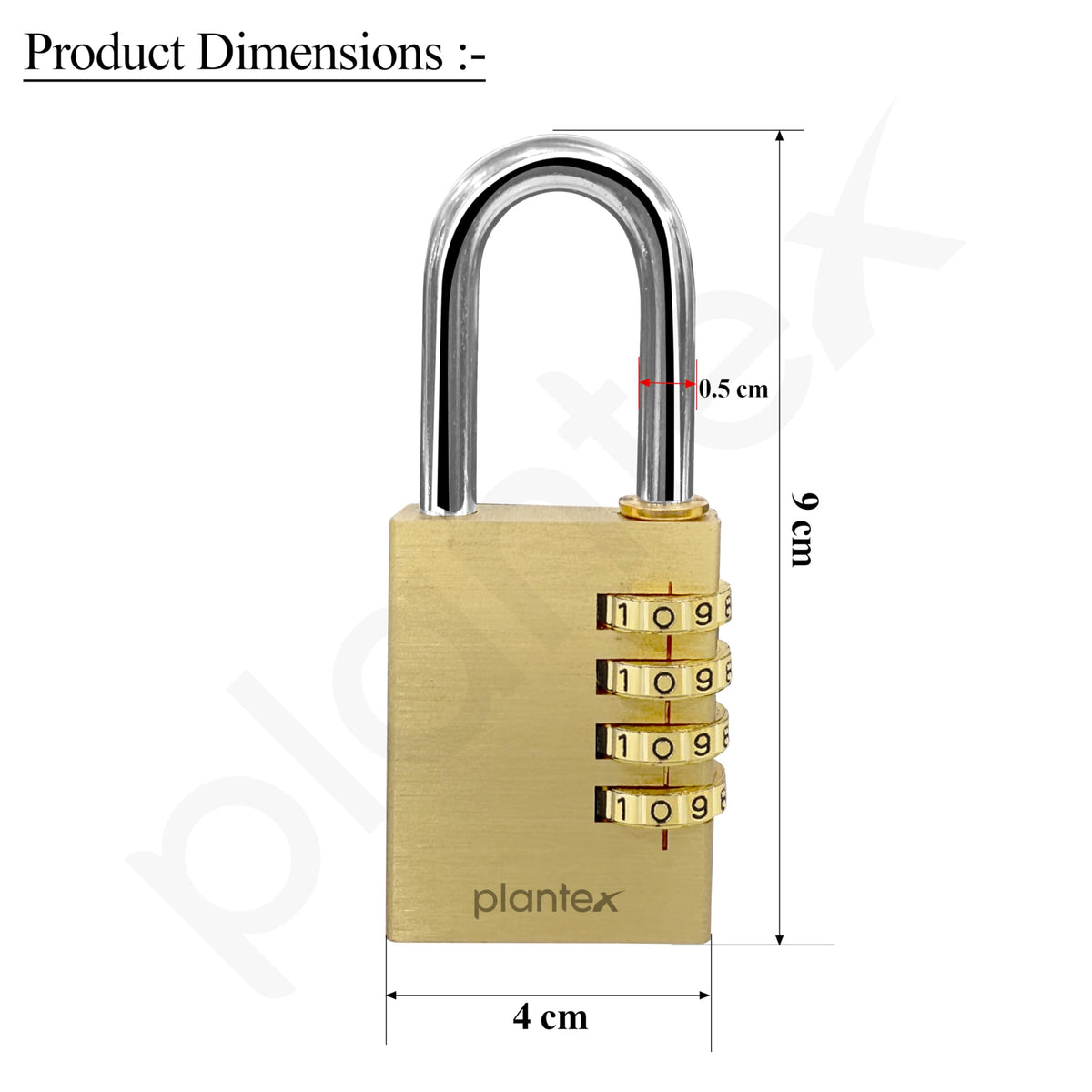Plantex 4-Digit Code Combination Brass Lock/Number Lock/Portable Luggage Locks for Briefcase/Laptop Bags - Pack of 1 (Medium, Brass Antique)-6