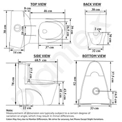 Plantex Platinum Ceramic Rimless Western Commode/One Piece Floor Mounted Commode/Siphonic Vaccum Flush Toilet with Soft Close Toilet Seat Cover - S Trap Outlet (White)-3