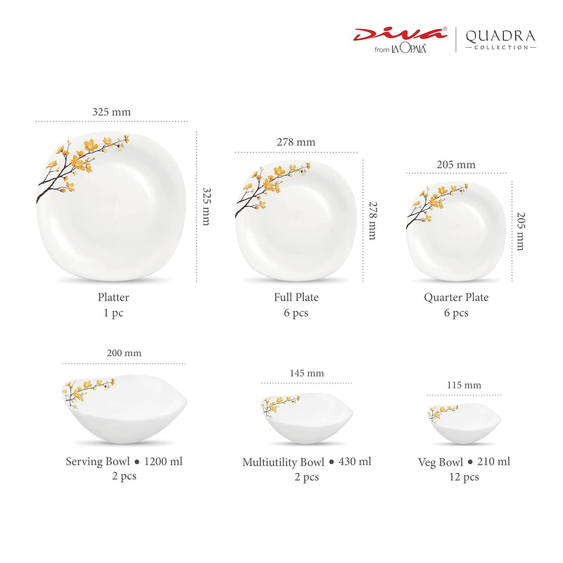 LaOpala PinkCity Emporium Dinner Set - 29 Pieces, Multicolour.,White
