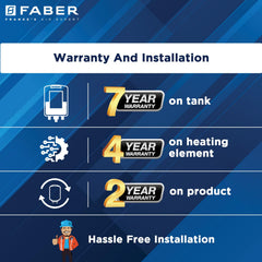 Faber Jazz Elite 50L Vertical Storage Water Geyser | Heating Indicator, 8 Bar Pressure, Titanium Glassline Coated Tank, 