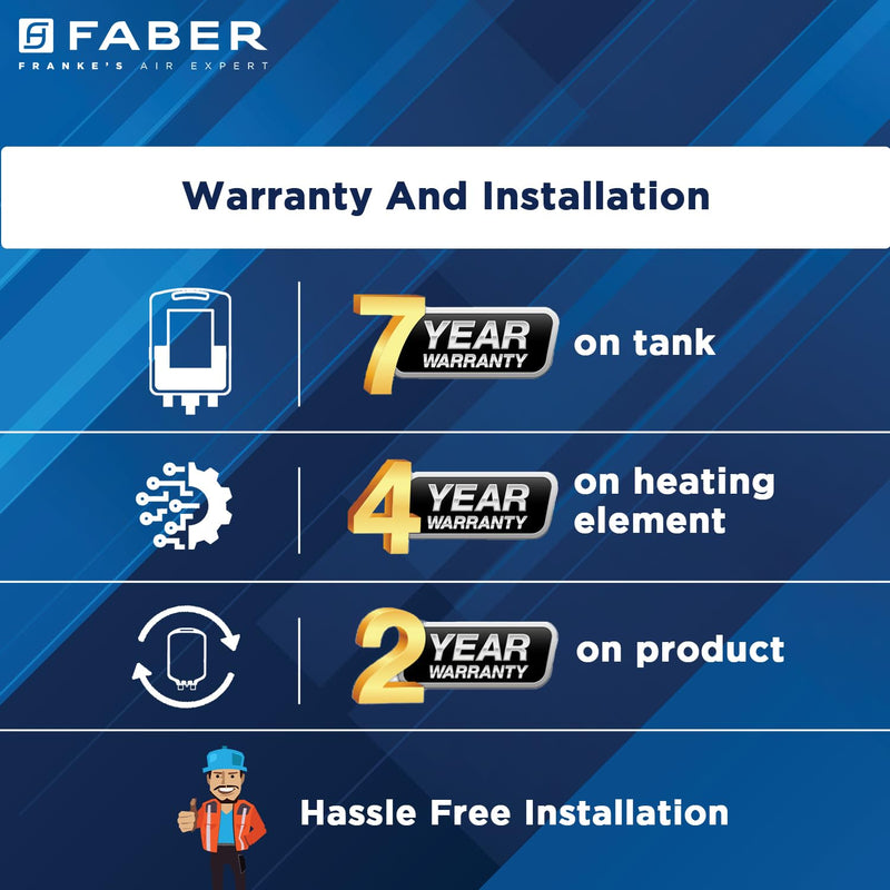 Faber Jazz Elite 35L Vertical Storage Water Geyser | Heating Indicator, 8 Bar Pressure, Titanium Glassline Coated Tank, 