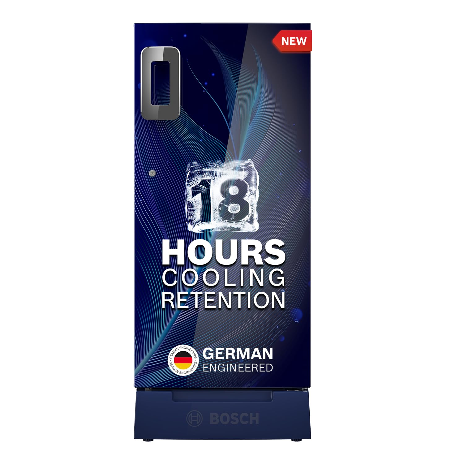 BOSCH 187L, 4 Star, Single Door Refrigerator with Industry's largest base drawer, vegetable box* & Beverage space (CST18B34PI, Feather blue) 18 Hr Cooling Retention, 2.5x Cooling, inverter compressor