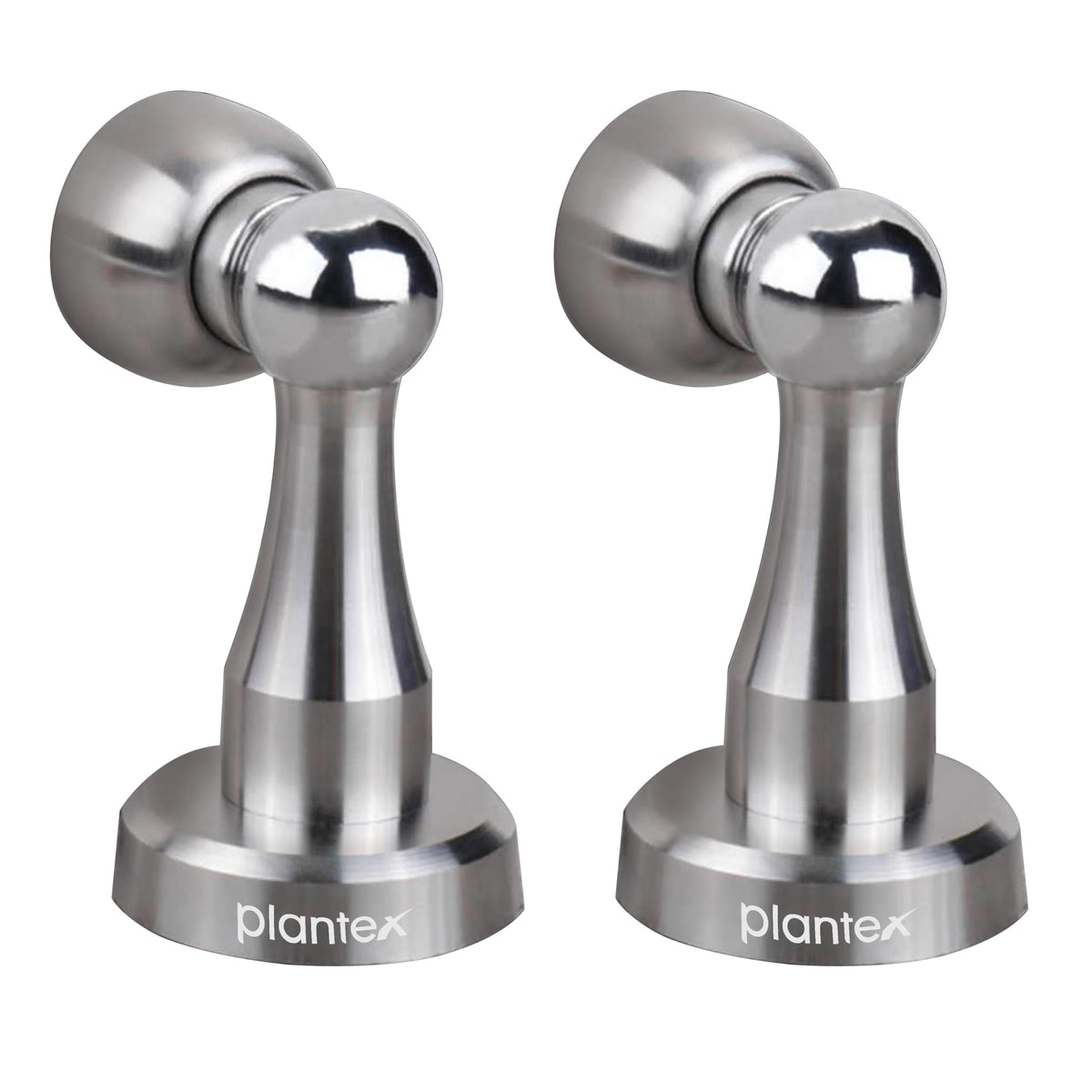 Plantex Stainless Steel 360 Degree 4 inch Door Magnetic Stopper for Home/Wall and Floor Mounted Soft-Catcher to Hold Wooden/Glass/PVC Door Stops - Pack of 2 (Matt Finish)