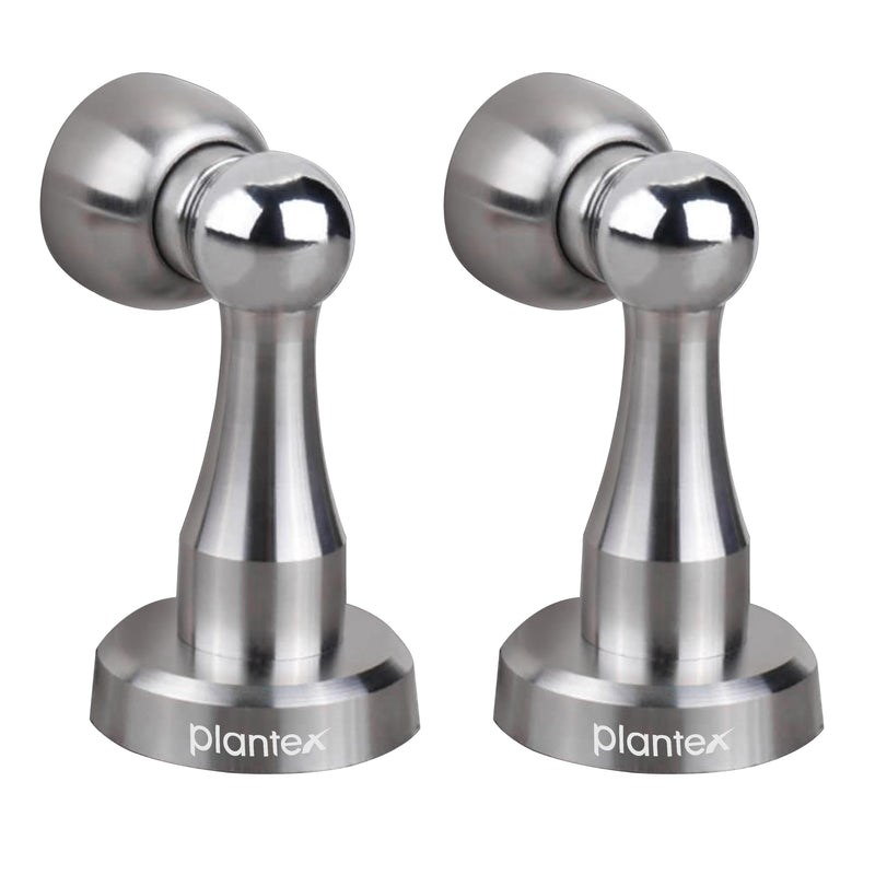 Plantex Stainless Steel 360 Degree 4 inch Door Magnetic Stopper for Home/Wall and Floor Mounted Soft-Catcher to Hold Wooden/Glass/PVC Door Stops - Pack of 2 (Matt Finish)-1