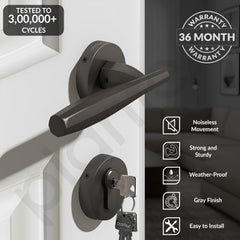 Plantex Door Lock for Home/Main Door Lock Set/Mortise Lock Set with Brass Lock Body & Cylinder - Pack of 1 (7135, Grey)-2