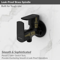 Plantex Angle Valve 2 in 1 with Brass Spindle/Two Way Angle Cock Tap with Wall Flange & Teflon Tape/Anglular Tap for Bathroom- Pack of 1 (Saga, Black)-3