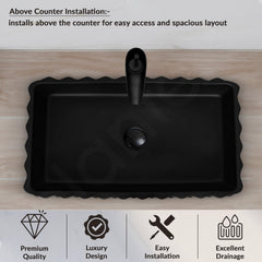 Plantex Ceramic Wash Basin for Bathroom/Table Top Ceramic Basin/Washbasin for Bathroom (Black - 24 x 14 x 5 Inch)-4
