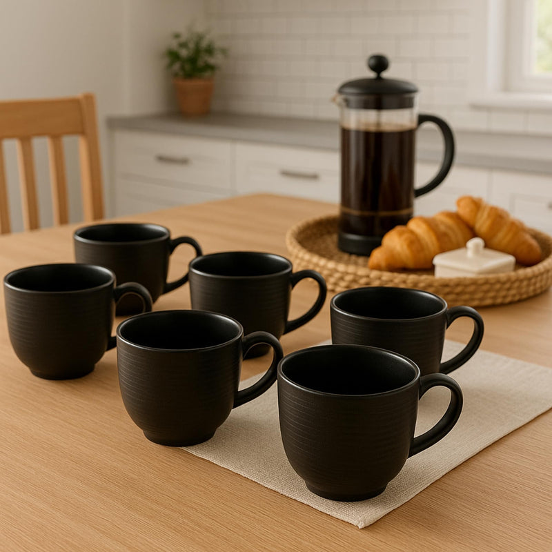 Clay Craft Fine Ceramic Horizon Blue Cups & Saucer, Set of 12, Cups for Tea & Coffee, Gift Set, Elegant Design for Home and Kitchen and Can Be Gifted to Your Loved Ones On Any Occassions