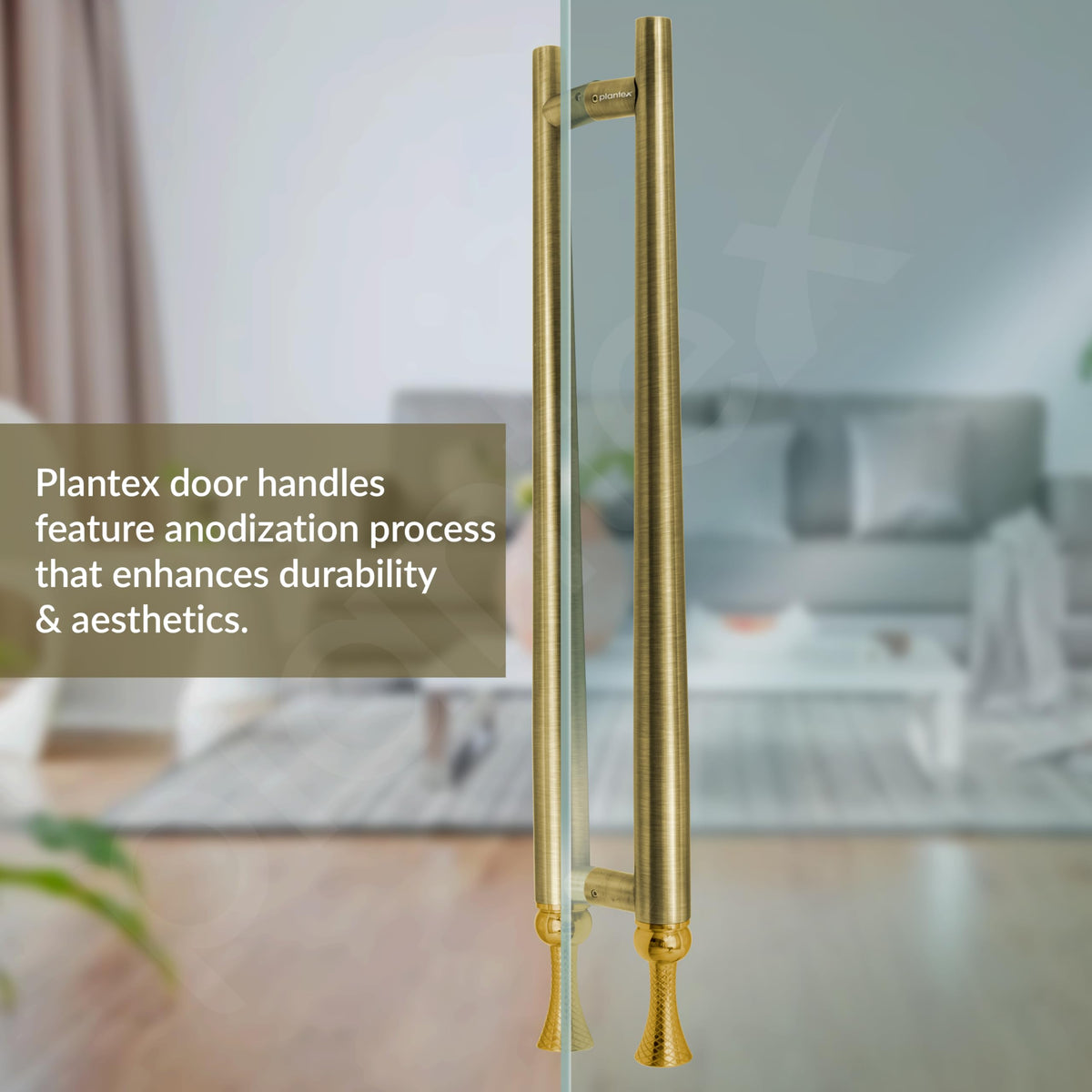 Plantex Main Door Handle/Stainless Steel & Aluminium Door Handle/450mm Pull-Push Handle for Home/Office/Hotel - Pack of 1 (DTMD-413, Brass Antique & Gold)-5