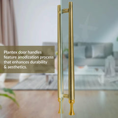 Plantex Main Door Handle/Stainless Steel & Aluminium Door Handle/450mm Pull-Push Handle for Home/Office/Hotel - Pack of 1 (DTMD-413, Brass Antique & Gold)-5