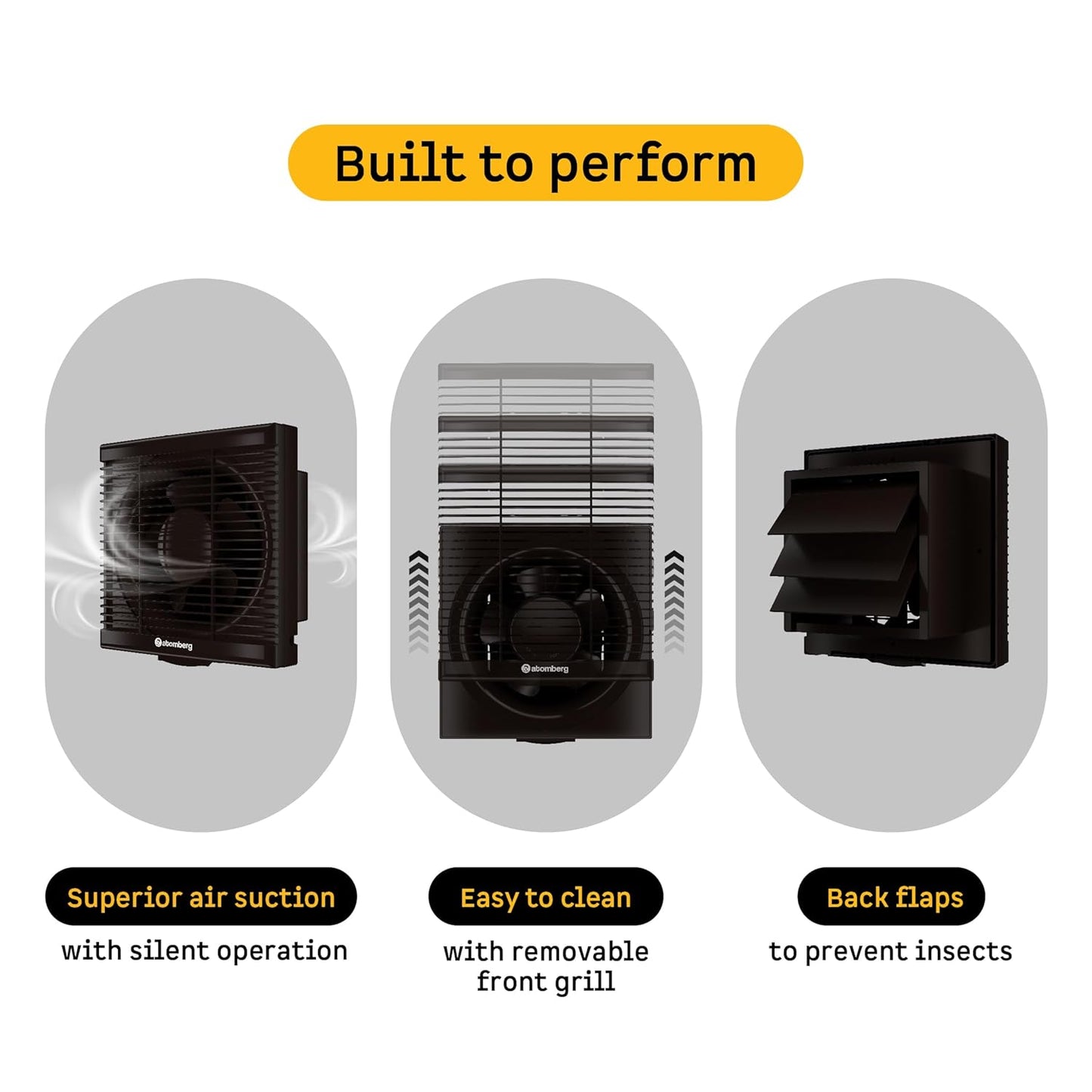 atomberg Efficio Exhaust 8 Inches | Suitable for Bathroom, Kitchen | BLDC Motor | Easy to Clean | 2 Year Warranty (Brown)