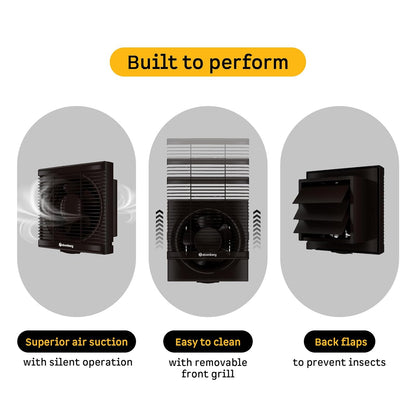atomberg Efficio Exhaust 8 Inches | Suitable for Bathroom, Kitchen | BLDC Motor | Easy to Clean | 2 Year Warranty (Brown)