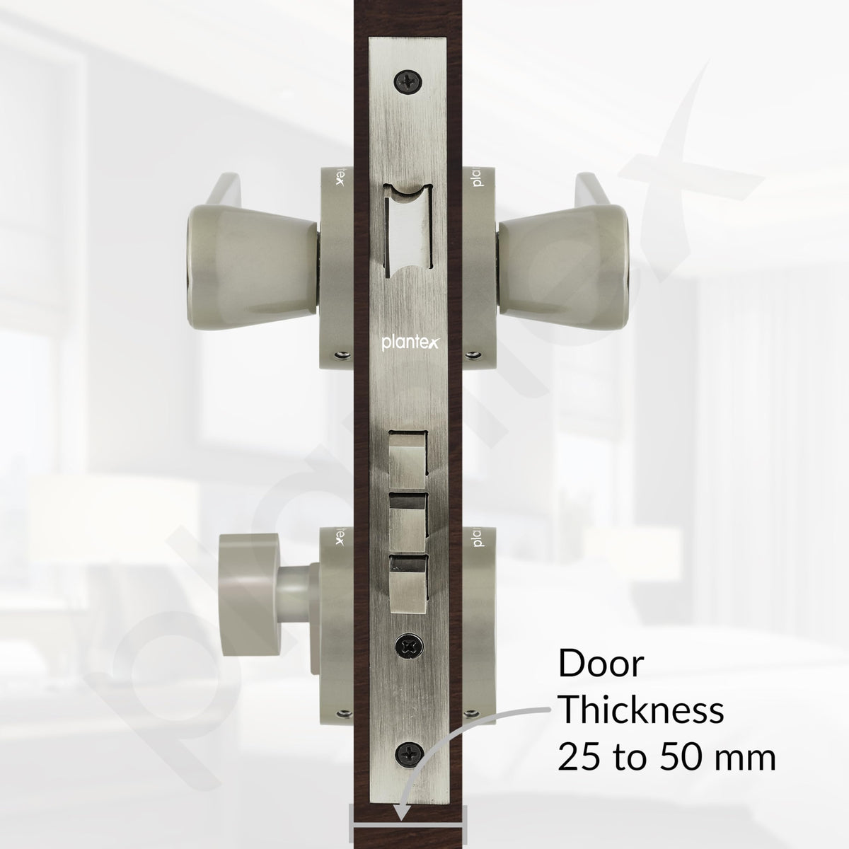 Plantex Heavy Duty Mortise Door Lock/Door Handle Lock/Main Door Handle Set for Home/Office/Door Accessories - (PT-012, Satin & Wood)-5