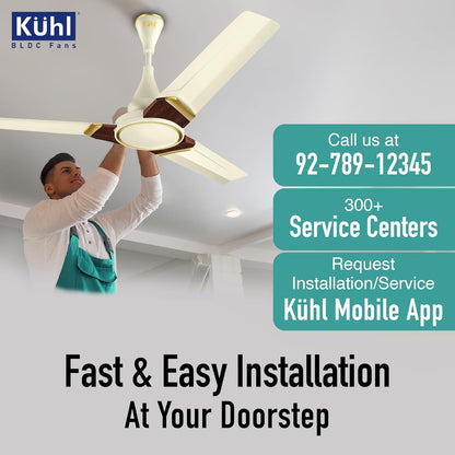 KUHL Prima A3 1200mm BLDC Ceiling Fan with Remote | INR 300 Off on Exchange | 5-Star Rated | High Airflow | Saves up to 65% Electricity | 5-Year Warranty | Ivory