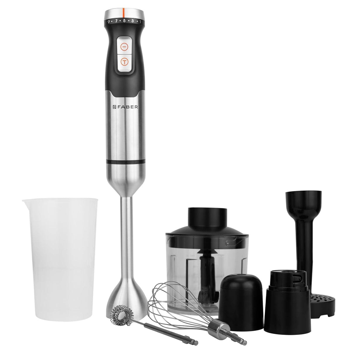 Faber 1000 Watts Hand Blender with Chopper and Whisker | Cool Touch Handle | 9 Speed | SS Bending Rod | Easy to Clean | 