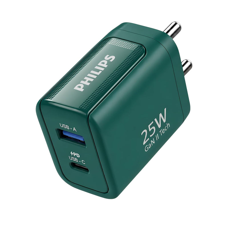 Philips DLP4321NC/94 Gen III Tech 25W Fast Charging Wall Charger (Deep Cyan)