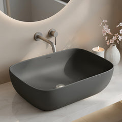 Plantex Wash Basin for Bathroom/Ceramic Basin/Rectangle Tabletop Basin/Wash Basin for Home/Restaurant (Cloud Grey - 18 x 13 x 5 Inch)-1