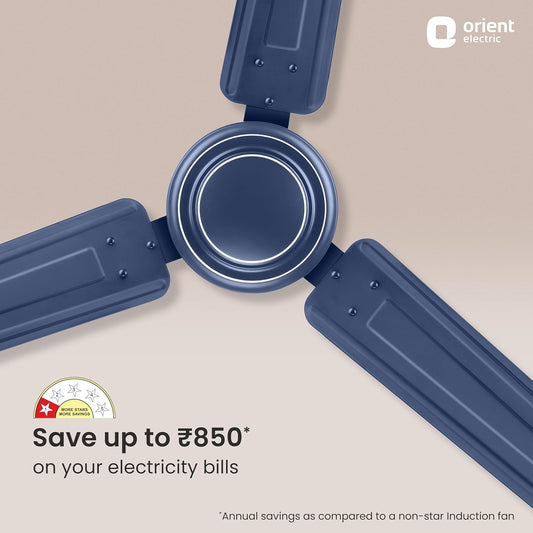 Orient Electric Apex-FX 1200mm Ceiling Fan for Home| BEE 1 Star Rated Energy Efficient Fan| Rust Resistant | Strong and Powerful Motor | 2 Years Warranty by Orient | Blue - Pack of 1