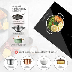 iBELL EMINENCE02, 3500W, 3-YEAR WARRANTY, 2-Zone Induction Hob with Touch Controls & Toughened Glass, High Speed Heating, Energy Efficient, Perfect for Modern Kitchens [Black]