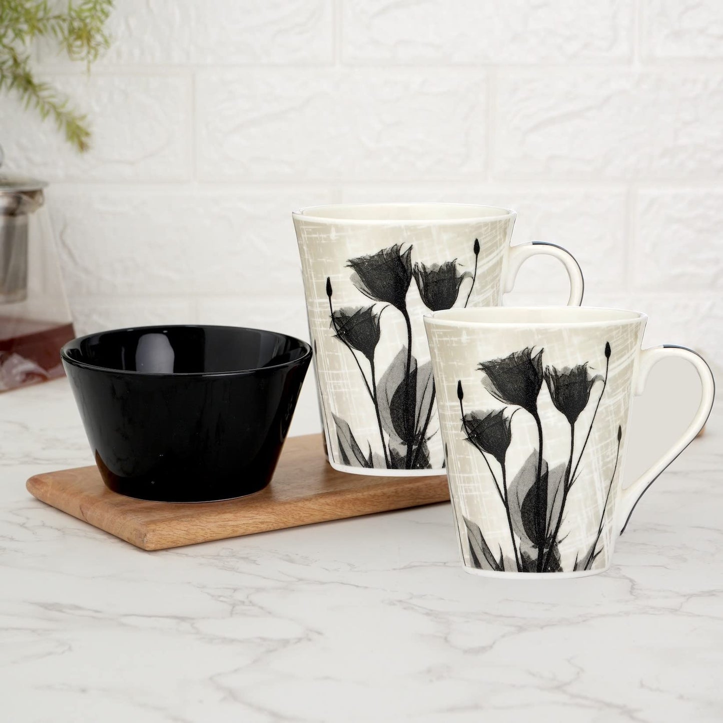 Clay Craft Cream Imperial Cup & Saucer 180ml, Set of 12 (6 Cups + 6 Saucers) Blue