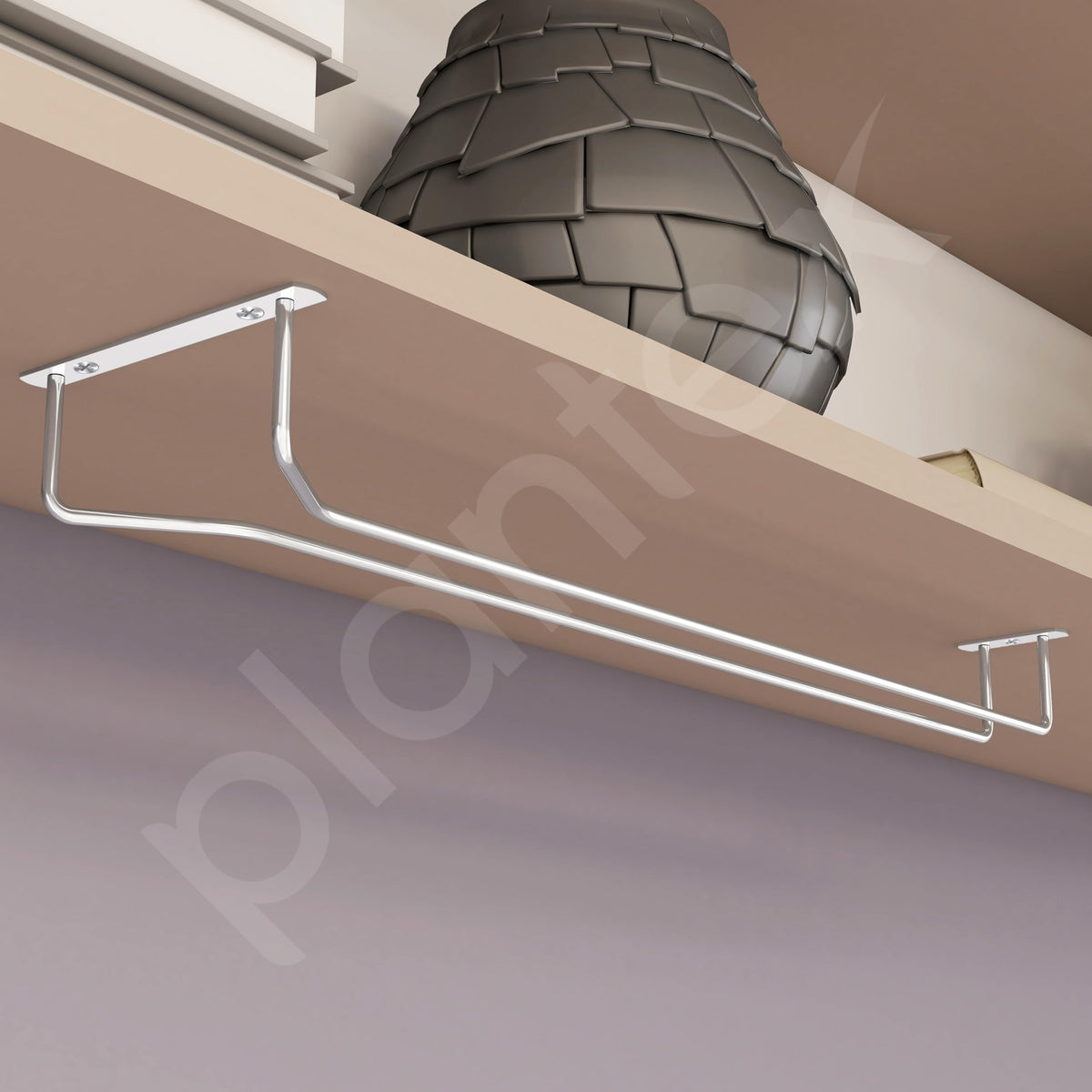 Plantex Stainless Steel Wine Glass Rack/Holder Upside Down Glass Hanging Organizer/Glass Hanging Stand for Pubs/Kitchen/Bars - (Single Line - L20 x W4.5 Inches), Tiered Shelf-4