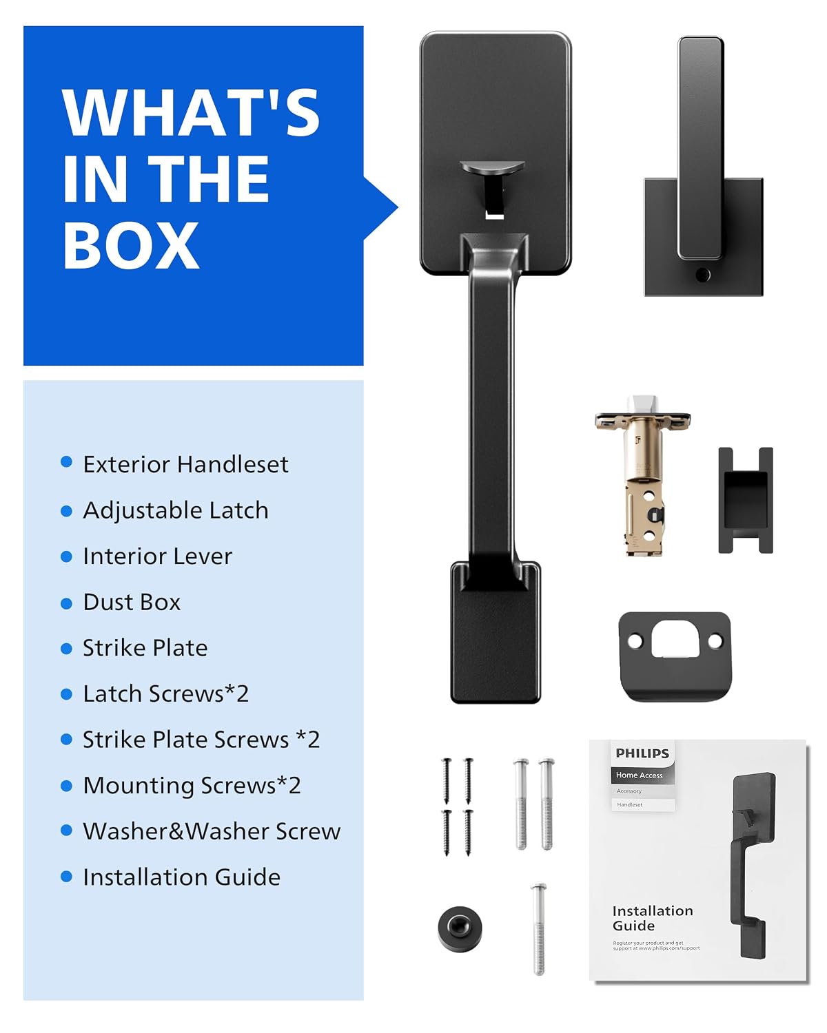 Philips Front Door Handle No Lock, Entry Handleset Exterior with Interior Handed Lever