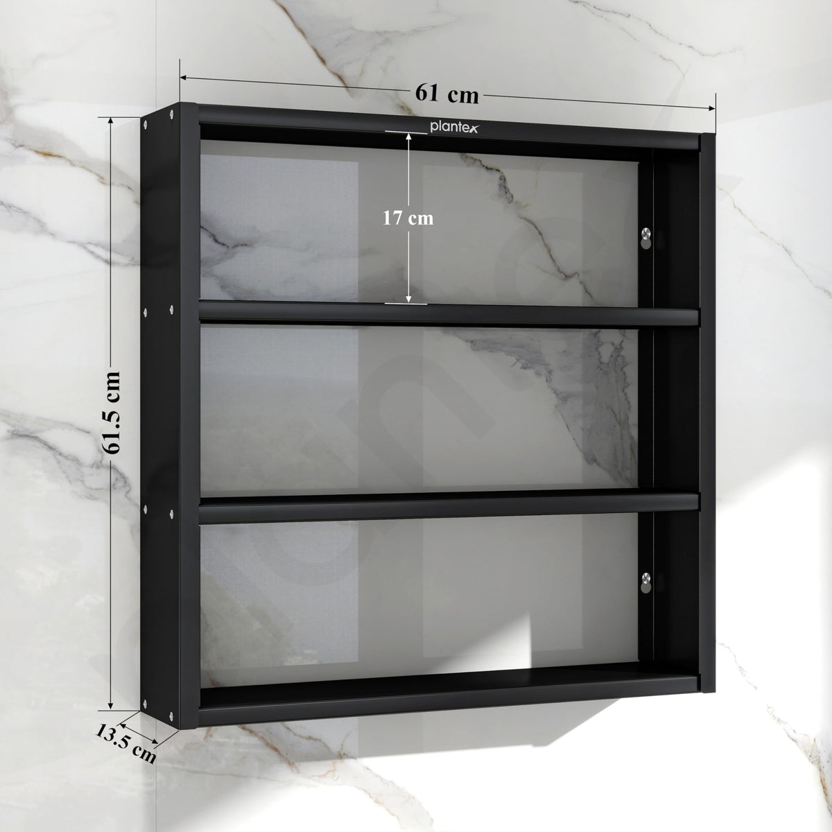 Plantex Wall Mounted 3 Tier Spice Rack/Shelf for Kitchen/Spice Jar Organizer/Stand for Kitchen Storage Rack/Wall Mounted Shelves/Shelf for Bathroom/Livingroom/Bedroom (Black)