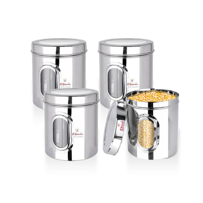 Ebun Stainless Steel See Through Small Containers | Small Containers with Capacity 200 Grams | Pack of 6 Pcs Combo, Silver