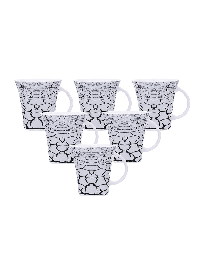 Clay Craft Fine Ceramic Tea/Coffee Cup Set of 6-200 ml Each (Jackson Hilton 350), Tea Cup Set of 6, Microwave & Dishwasher Safe, Mugs for Coffee, Cups Set of 6, Mug Set, Gift Set, Ideal for Gifting