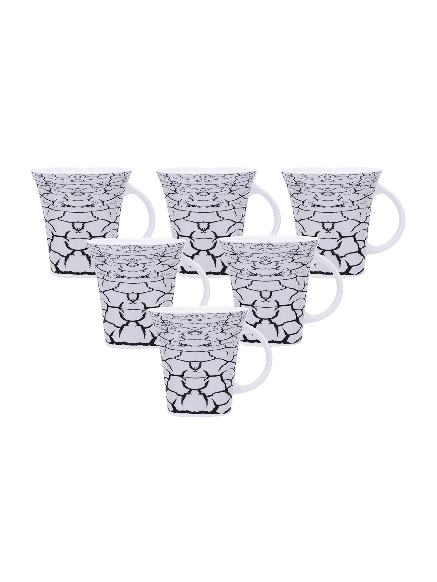 Clay Craft Fine Ceramic Printed Coffee/Tea Cups Set of 6-200 ml Each, Tea Cup Set of 6, Microwave & Dishwasher Safe, Mugs for Coffee, Cups Set of 6, Mug Set, Gift Set, Ideal for Gifting
