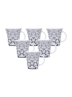 Clay Craft Fine Ceramic Printed Coffee/Tea Cups Set of 6-200 ml Each, Tea Cup Set of 6, Microwave & Dishwasher Safe, Mugs for Coffee, Cups Set of 6, Mug Set, Gift Set, Ideal for Gifting
