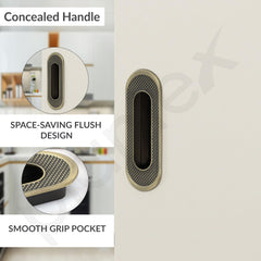 Plantex Sliding Door Handle/Concealed Handle for Sliding Door/96mm Concealed Handle for Wardrobe/Kitchen Cabinet - Pack of 4 (Brass Antique) (Model APS-DTC-3770)-4